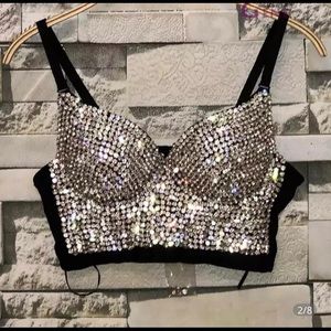 Rhinestone bustier bra